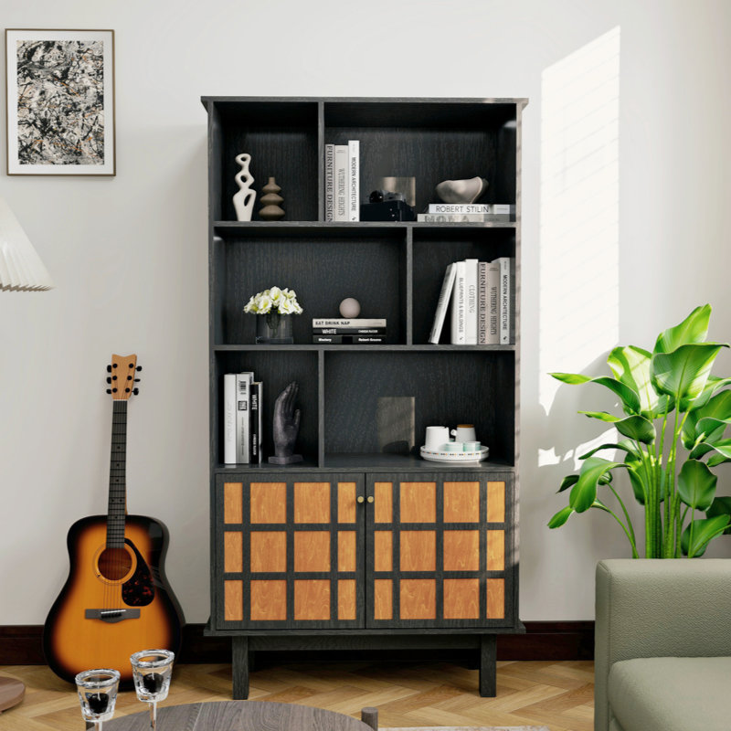 Oaken Honey Oak & Black Bookshelf